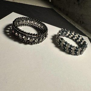Lot Of 2 Women’s Rhinestone & Bead 1 Cuff & A Spiral Bracelet